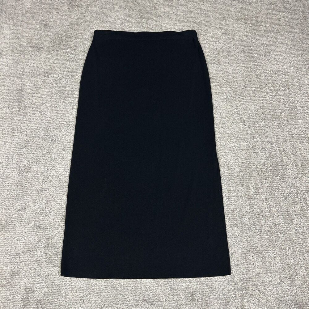 Exclusively Misook Skirt Womens Large Black Knit Pull on Maxi Stretch Modest